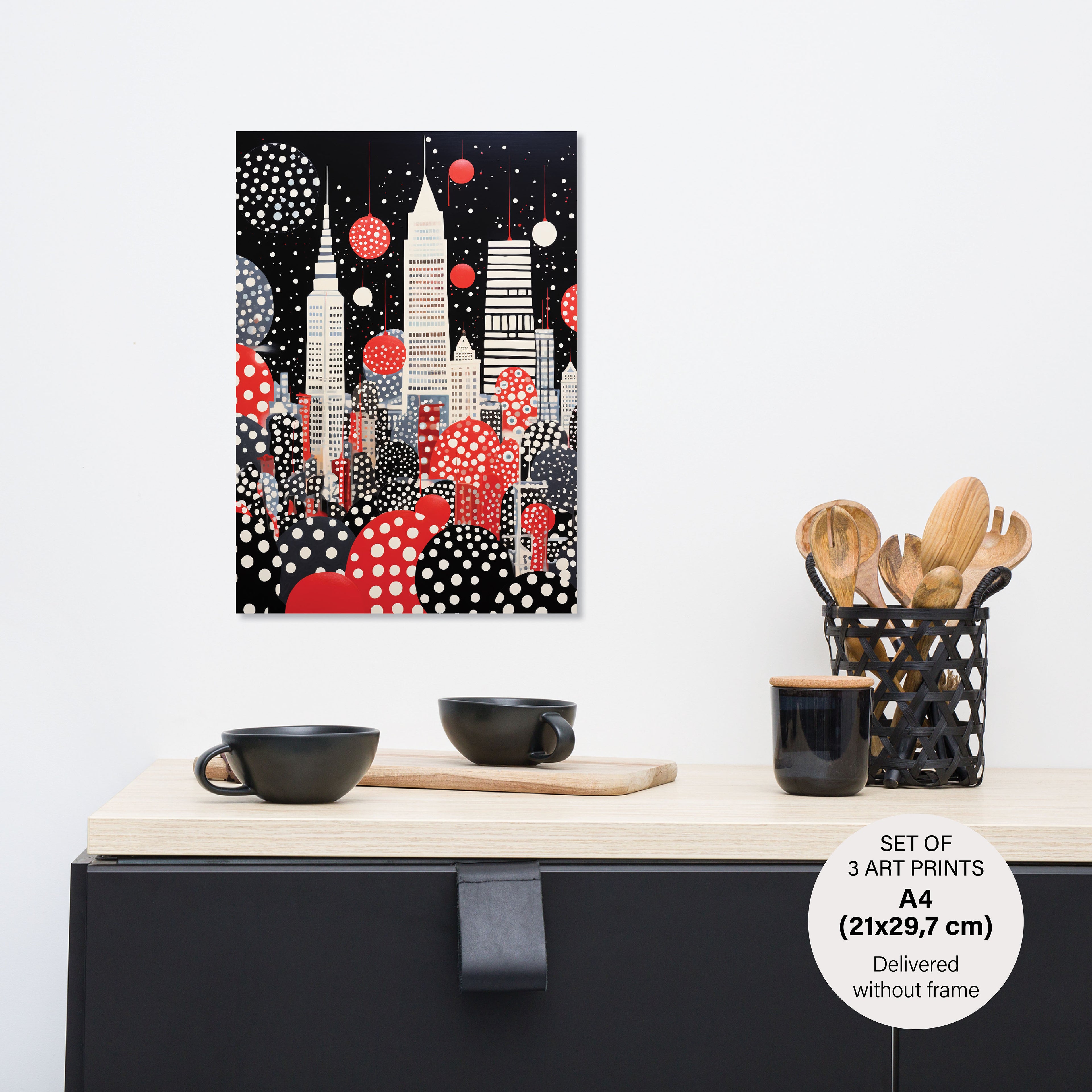 Stylish Polka Dot - The City Set - 3 Posters without Frame - Gallery Wall