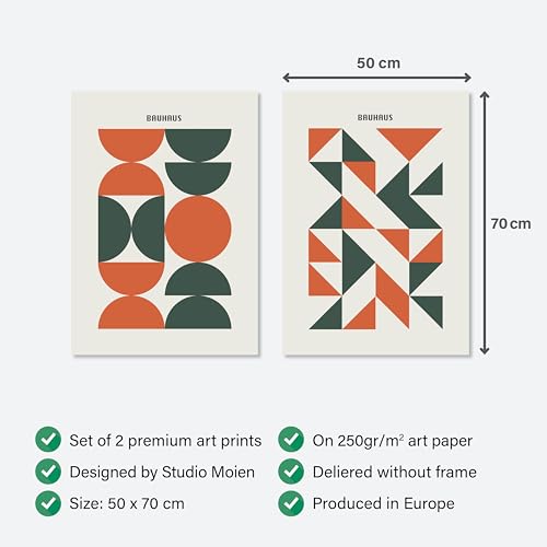 Studio Moien Bauhaus Vintage Modern Set - 2 50 x 70 cm Sized Bauhaus Design Posters - XXL Wall Art for Living Room, Bedroom, Kitchen and Office