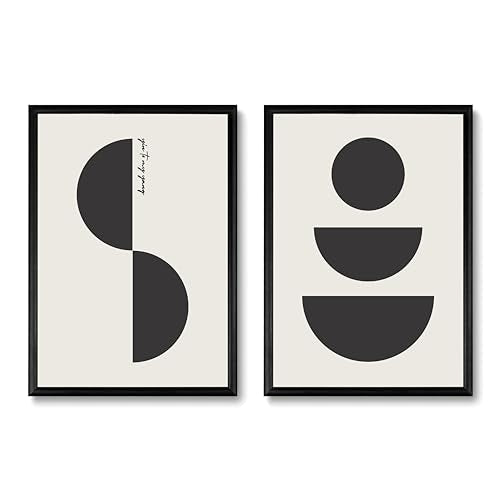 Studio Moien Abstract Black and White Vintage Elegance Poster Set - 2 Art Prints in Black, White, Beige - Wall Arts - Unframed 250 gsm Matt Museum Quality (DIN A3 (29.7 x 42 cm)