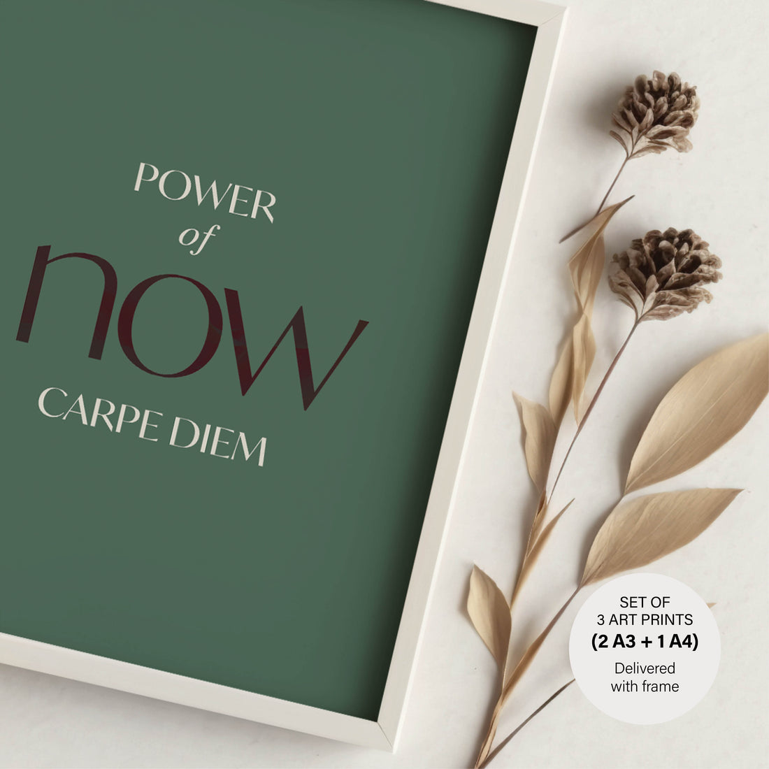 Scandinavian Carpe Diem Set - 3 Posters with Black Frame - Gallery Wall