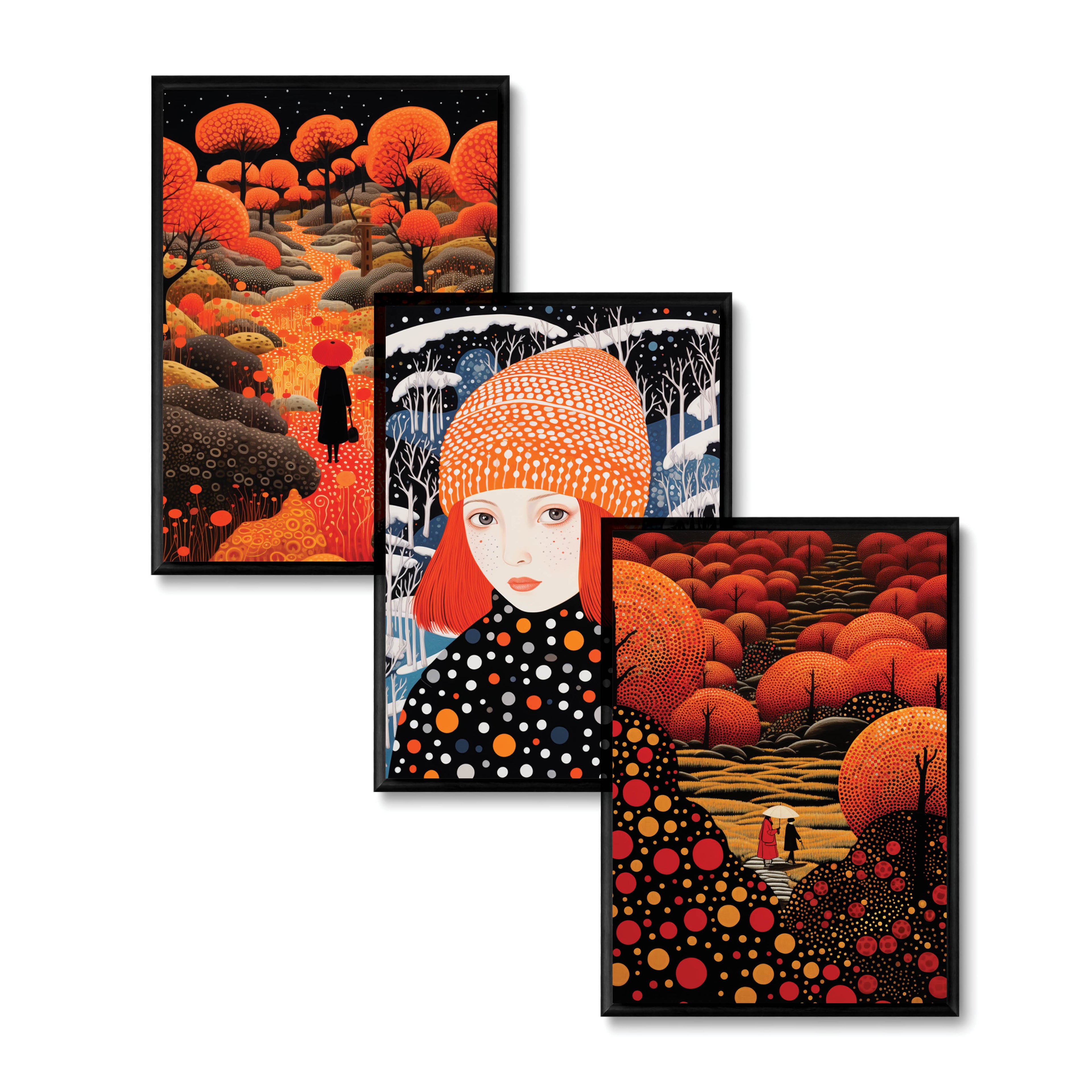 Stylish Polka Dot - The Girl Set - 3 Posters with Frame - Gallery Wall