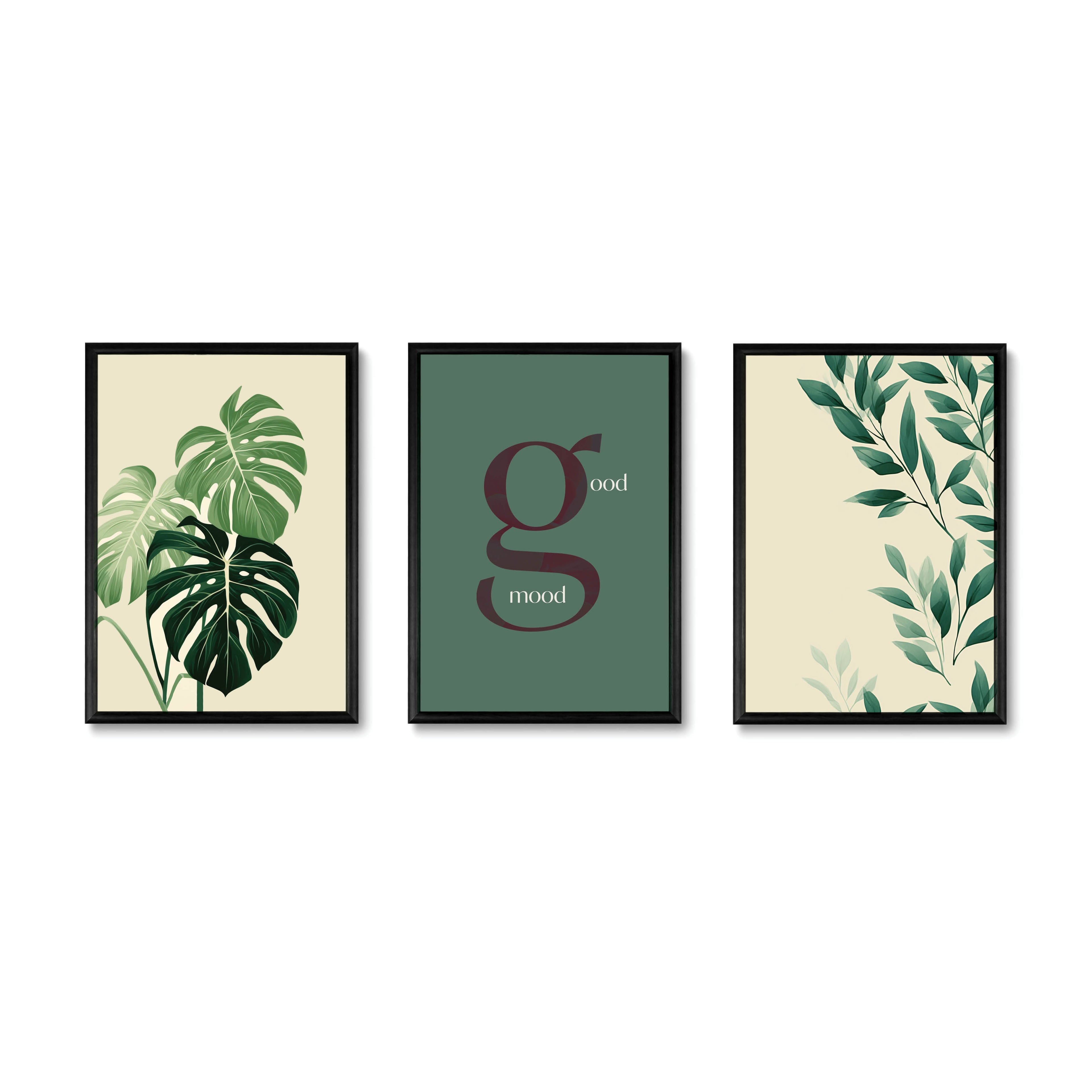 Scandinavian Botanical Set - with Black Frame - Gallery Wall