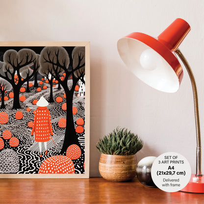 Stylish Polka Dot - The City Set - 3 Posters with Frame - Gallery Wall