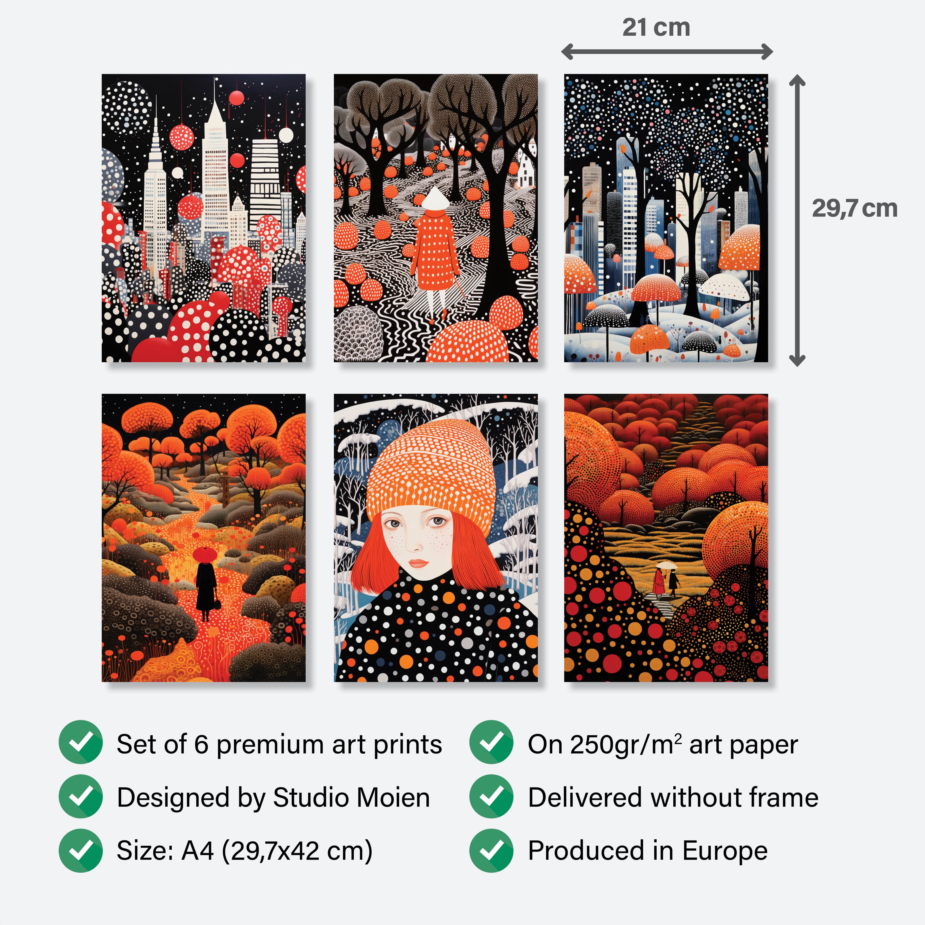 Stylish Polka Dot Set - 6 Posters without Frame - Gallery Wall