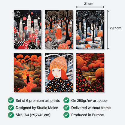 Stylish Polka Dot Set - 6 Posters without Frame - Gallery Wall