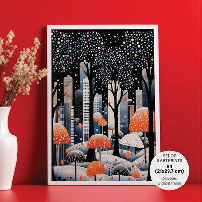 Stylish Polka Dot Set - 6 Posters without Frame - Gallery Wall