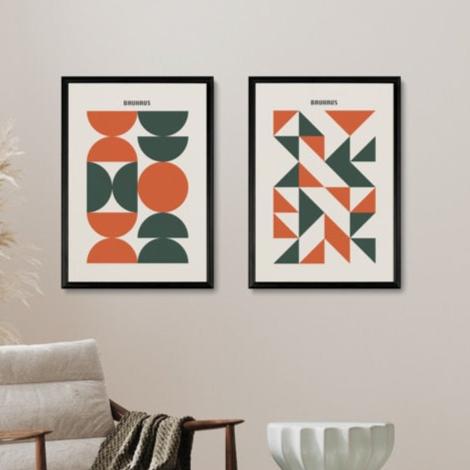 Studio Moien Bauhaus Vintage Modern Set - 2 A3 Sized Bauhaus Design Posters (Orange)