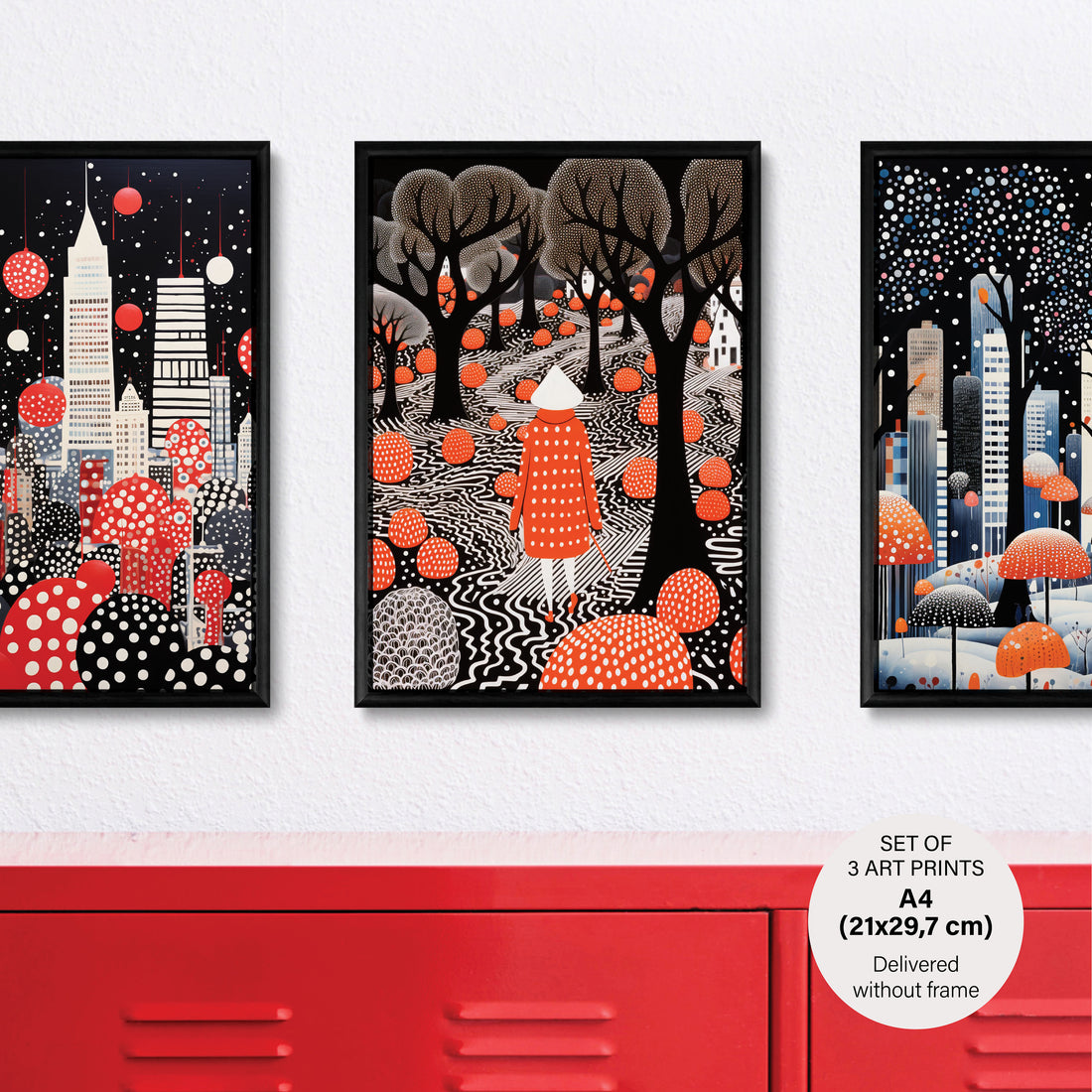 Stylish Polka Dot - The City Set - 3 Posters without Frame - Gallery Wall
