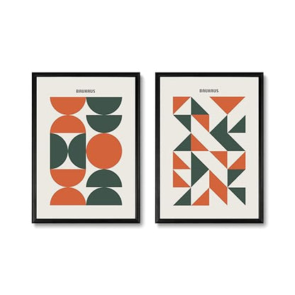 Studio Moien Bauhaus Vintage Poster Set - 2 Art Prints in Orange and Green - Wall Arts - Unframed 250 g/m2 Matt Museum Quality (DIN A3 (29.7 x 42 cm)
