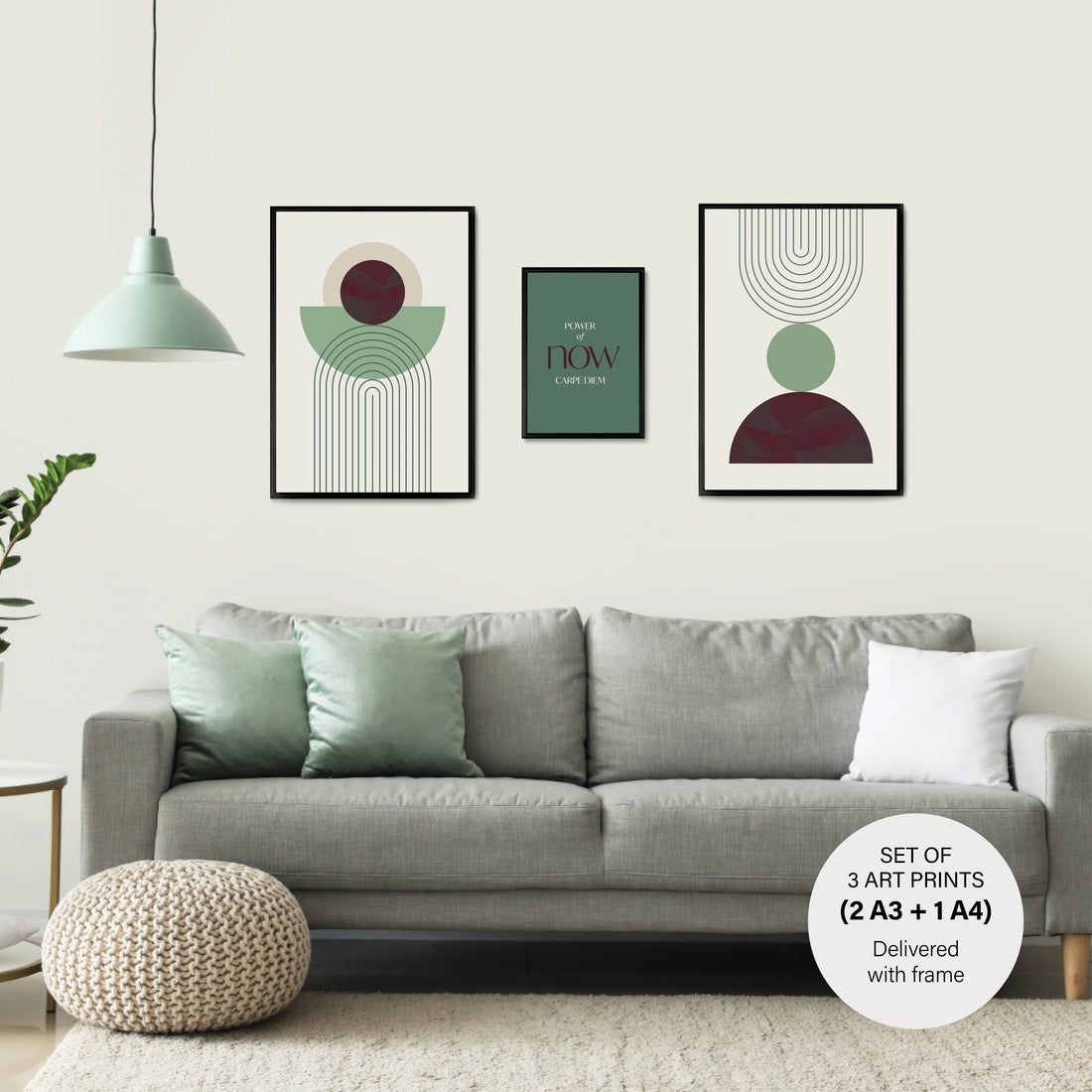 Scandinavian Carpe Diem Set - 3 Posters with Black Frame - Gallery Wall