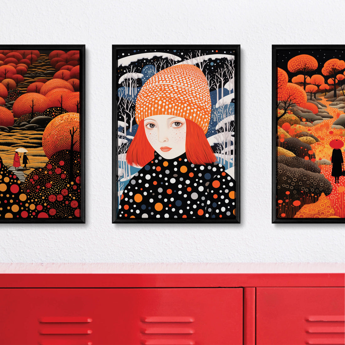 Stylish Polka Dot - The Girl Set - 3 Posters without Frame - Gallery Wall