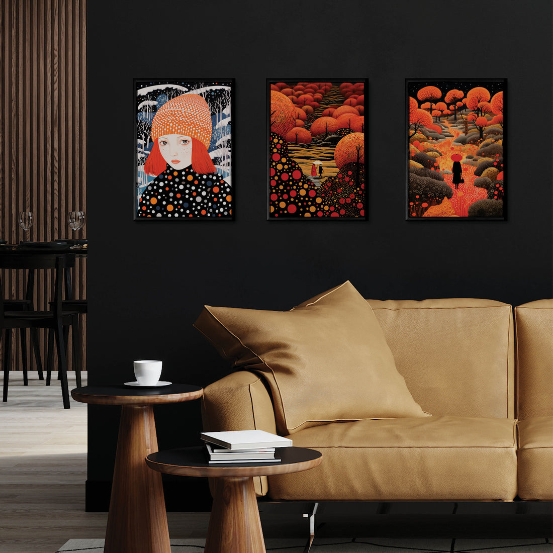 Stylish Polka Dot - The Girl Set - 3 Posters with Frame - Gallery Wall