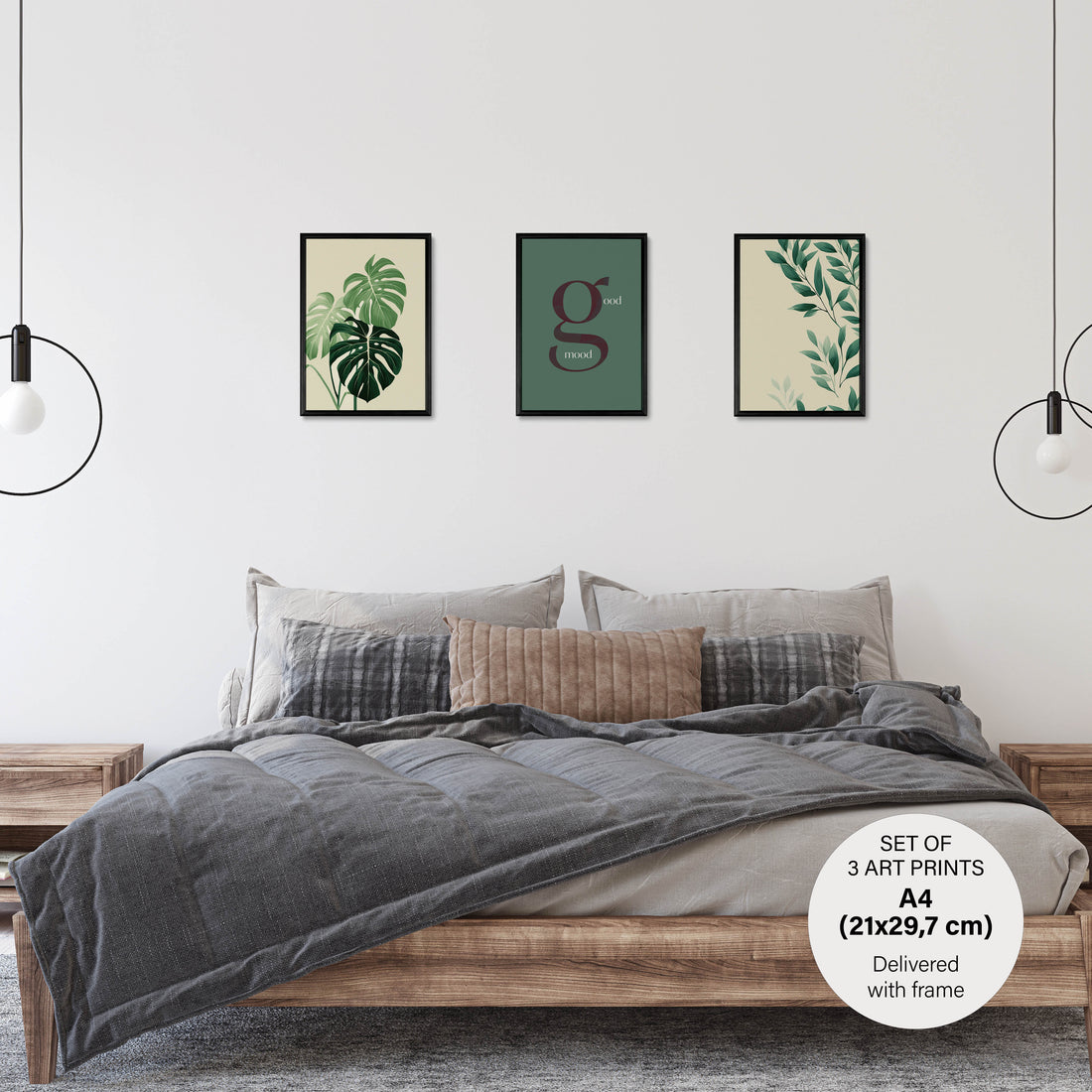 Scandinavian Botanical Set - with Black Frame - Gallery Wall