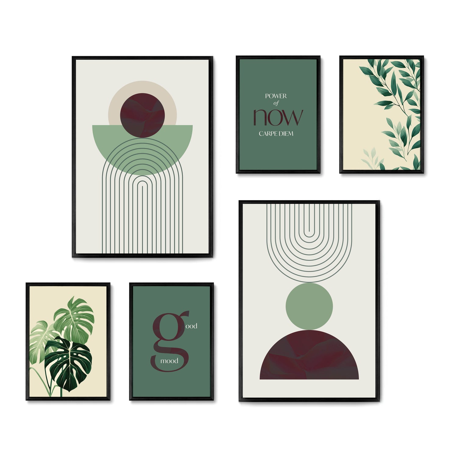 Scandinavian Set - 6 Posters with Black Oak Frames - Gallery Wall