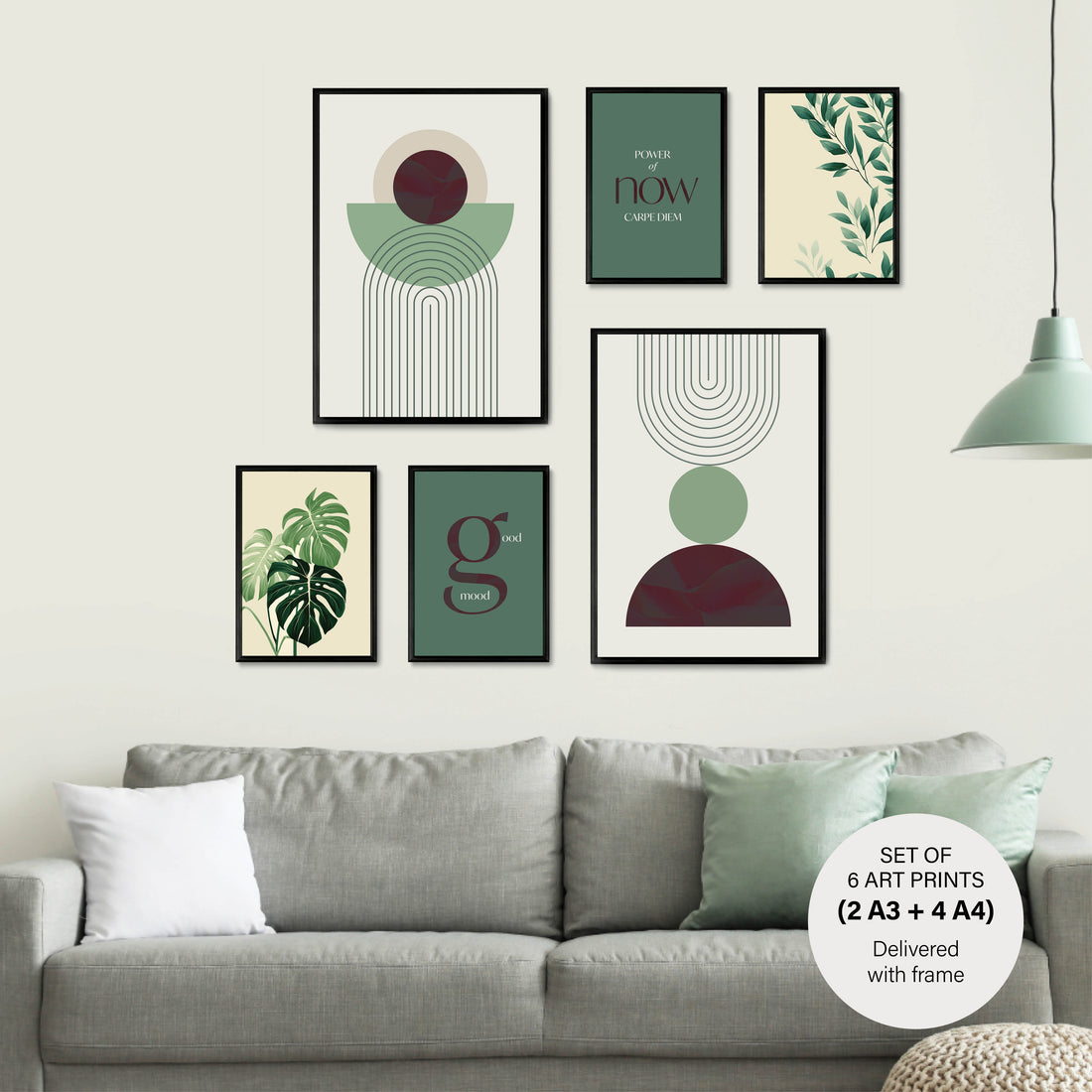 Scandinavian Set - 6 Posters with Black Oak Frames - Gallery Wall