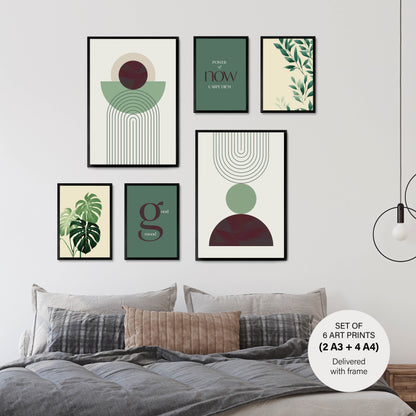 Scandinavian Set - 6 Posters with Black Oak Frames - Gallery Wall